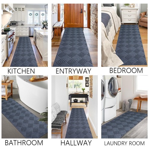 Width 3FT Runner Rug Non Slip, Washable Indoor Rubber Back Carpet Gray Entryway - Picture 6 of 9