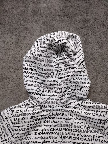 Champion Hoodie Boys 12 M White All over Print Champion Logo Long Sleeve Warm - Picture 12 of 12