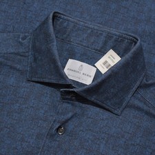 Emanuel Berg NWOT Casual Button Down Shirt Size 40 15.75 M in Blue Melange