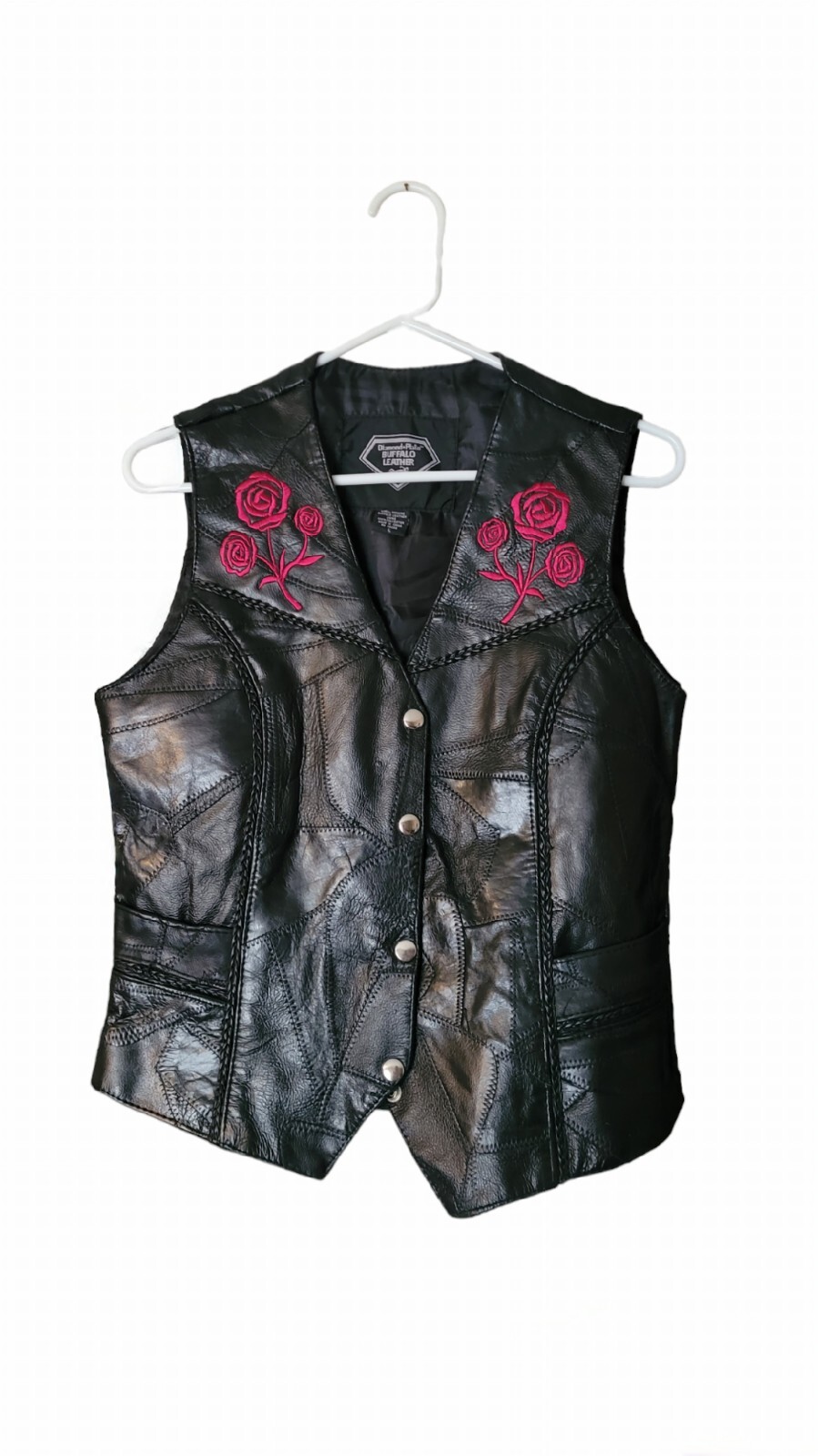 Genuine Leather Patchwork Vest 1990s - image 1