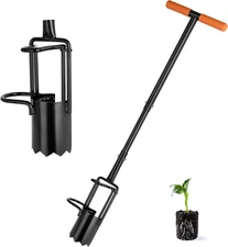 Bulb Planter Tool Long Handle, Tulip Bulb Planter Tool with Serrated Base & Doub