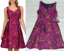 ADRIANNA PAPELL Size 6 Sleeveless Multicolor Floral Print Jacquard Dress NEW