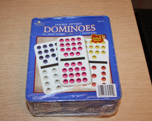 RARE 2003 CARDINAL Double Fifteen Dominoes In Collectors Tin - 136 Pieces NIP - Picture 2 of 14