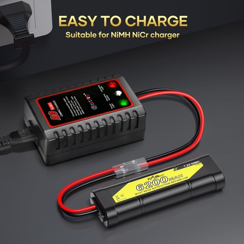 7.2V 6200Mah NIMH Battery for RC Cars, 6-Cell Flat Rechargeable Battery Pack - Picture 5 of 8