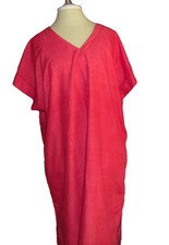 LADIES HAMDMADE SHIFT SILKY  COTTON BLEND SLEVELESS V-NECK DRESS L/XL (Q)