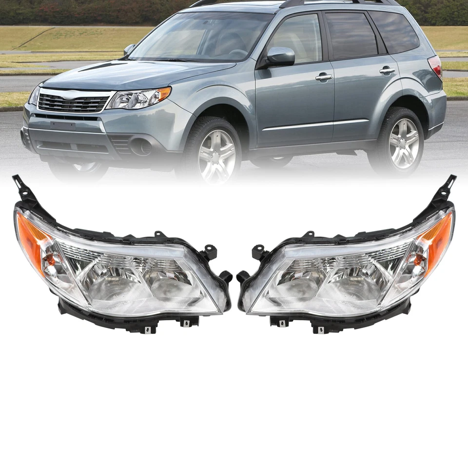 Halogen Chrome Housing Headlights Headlamps 09-13 For 2009-2013 Subaru Forester Foto 3 de 4