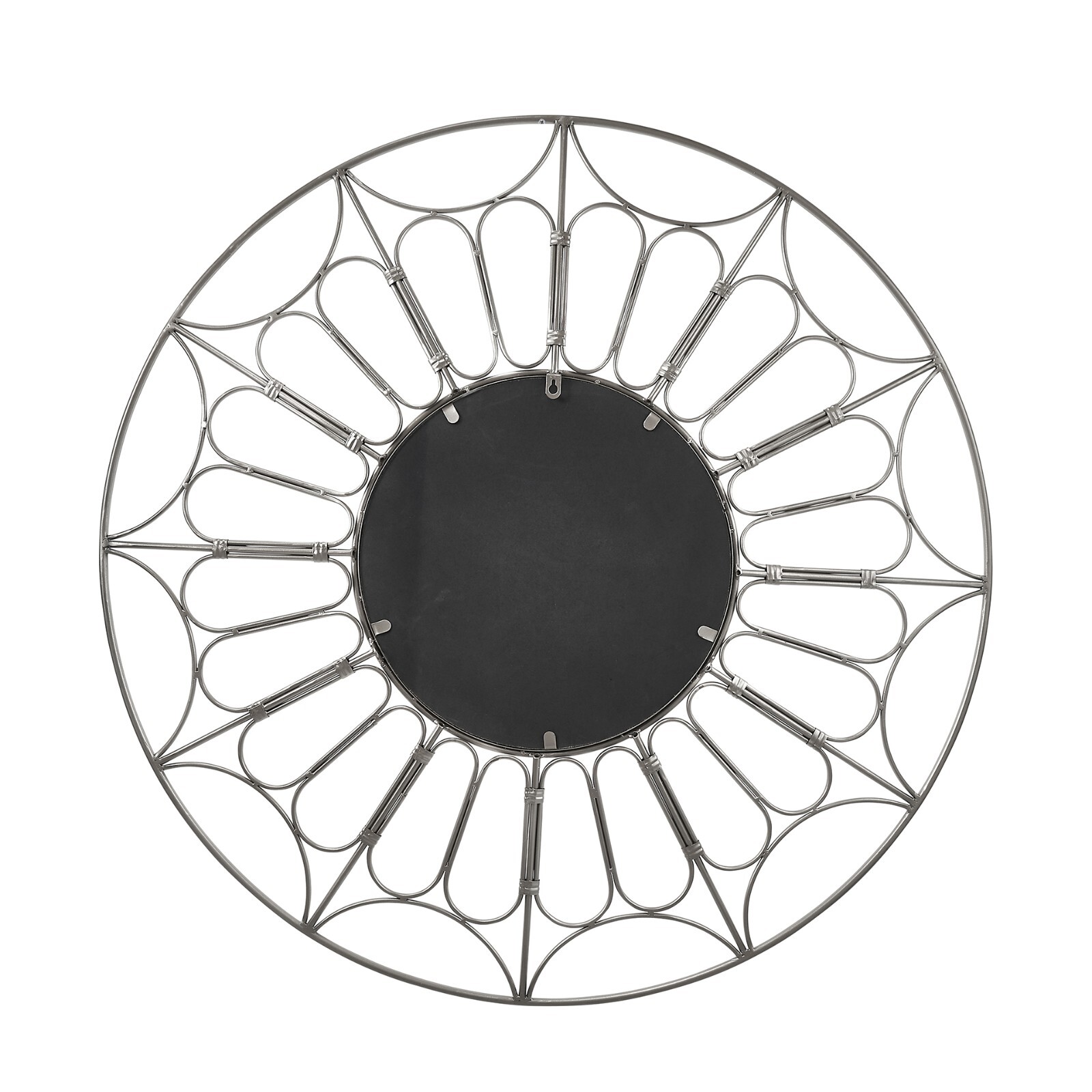 Silver Flower Wall Mirror Round Frame Metal Wall Mounted Moroccan