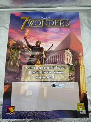 Asmodee - Repos Prod. 7 Wonders Game Promotional Poster Blank Retail *CCGHouse*