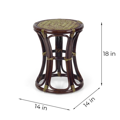 Handmade Breeze Stool Ottoman ECO Natural Rattan Wicker Flower Stand, Dark Brown - Picture 4 of 7