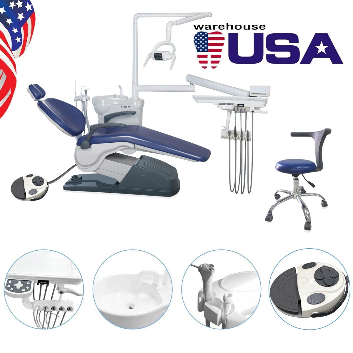 Dental Unit Chair Hard Leather+Dentist Stool + DDS+ New Foot Pedal Unidad silla image 11