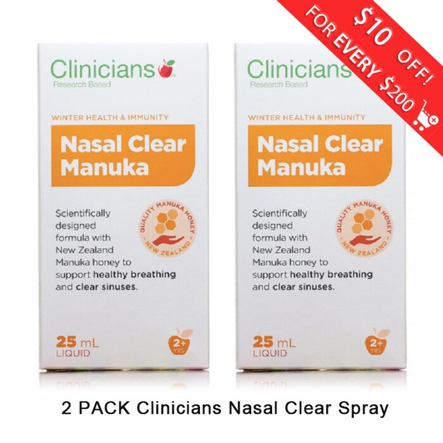 2xClinician Nasal Clear Manuka Spray NEW ZEALAND Manuka Honey for