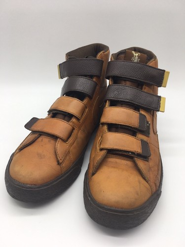 Mens Pre-Owned Nike Blazer High Strap Up Premium Leather Brown Size 9 - Picture 5 of 11