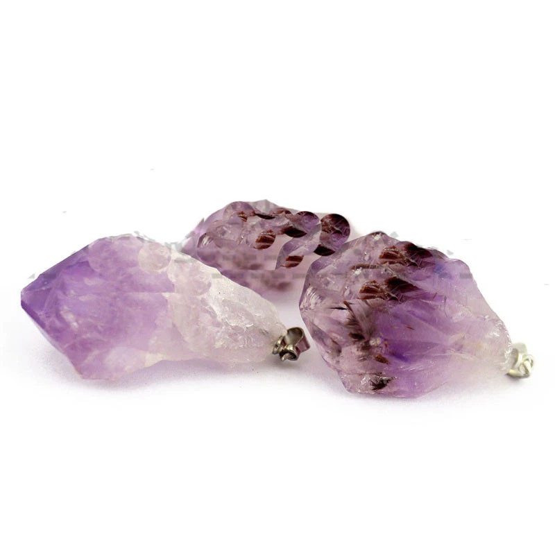 Genuino Hecho a Mano Enorme Púrpura Amatista Ágata Piedras Preciosas Collar Colgantes Plata Foto 2 de 4