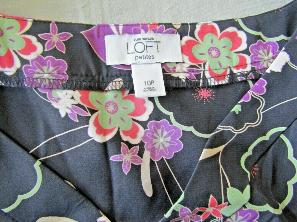 Vestido Floral Ann Taylor Loft 100% Seda Multicolor Talla EE. UU. 10P Foto 3 de 4