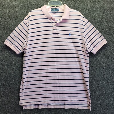 Polo Ralph Lauren Men's Pink/Navy Stripe Polo Shirt Sz XL | eBay