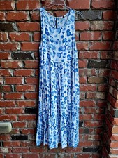 Women's Size Medium Blue Leopard Maxi Dress By Michelle McDowell. EUC worn...