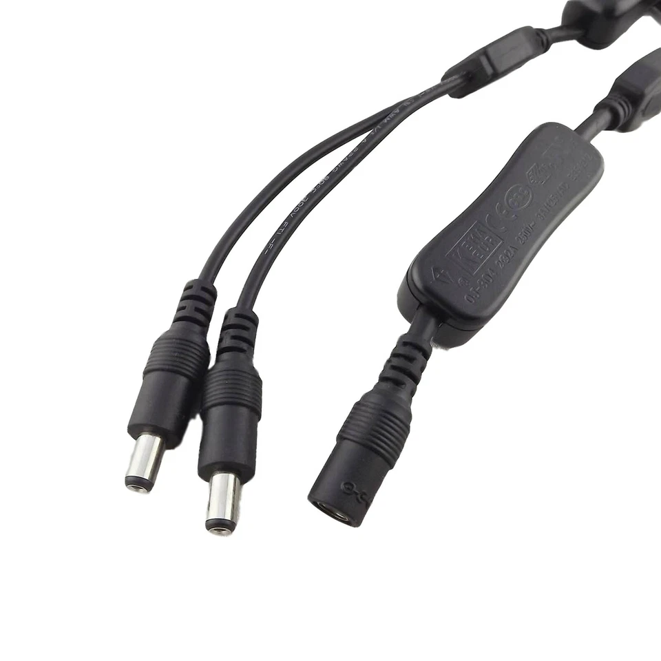 DC Power LED Strips 1 Female To 2 Male 5.5x2.1mm w/ On/Off Switch Splitter Cable - Image 2 of 4