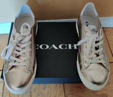 Coach C136 Low Top Sneaker, Metallic Gold, size 7M fits like 7.5M