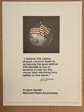 NASA JFK Moon Quote Small 10.5  x 8  Space Poster Excellent John F Kennedy 