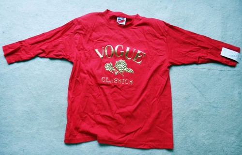 1980s VOGUE red shoulder pad tee GOLD magazine madonna vintage valley girl ugly - Picture 3 of 8