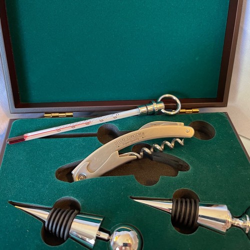 Vintage Style Martini & Merlot Wooden Boxed Bar Tool Gift 4 Pc Set eBay