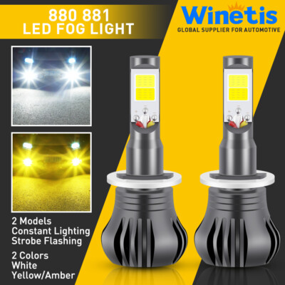 2X Flash Blink 880 892 899 LED Fog Light Auto Driving DRL Bulbs Yellow White