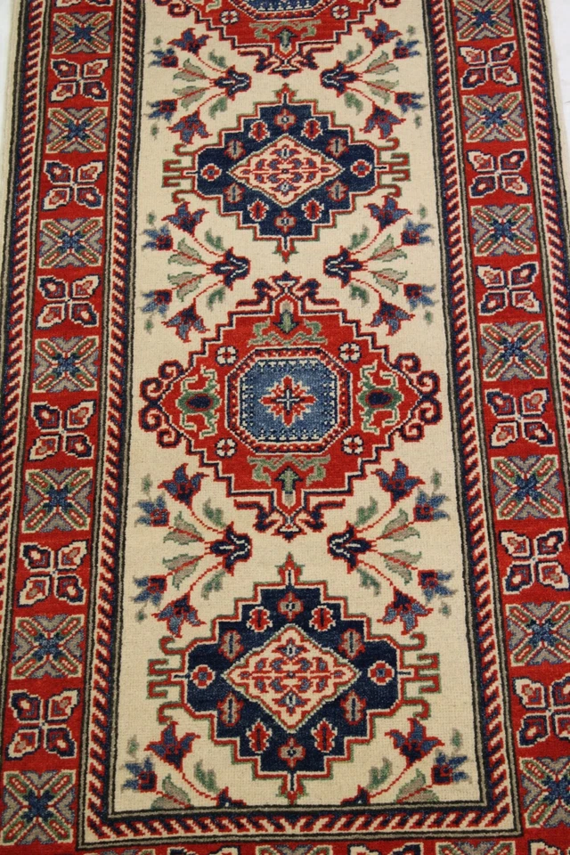 Tinte vegetal kazajo afgano anudado a mano tradicional corredor de lana 2'9" x 9'12" pies Foto 2 de 4