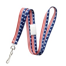 5 pc American Flag USA ID Lanyard w/Breakaway - Red White  Blue Stars  Stripes