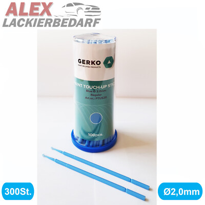 300x 2mm Gerko Minipinsel Lacktupfer Microbrush Microstäbchen Applikator blau