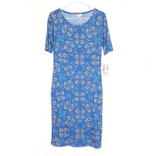 LuLaRoe Julia Bodycon Dress Women’s S (4-6) Blue/Pink Damask NWT