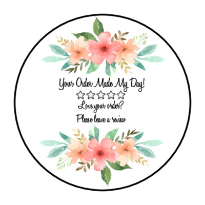 30 1.5" THANK YOU FLOWERS BOHO FAVOR LABELS ROUND STICKERS ENVELOPE ...