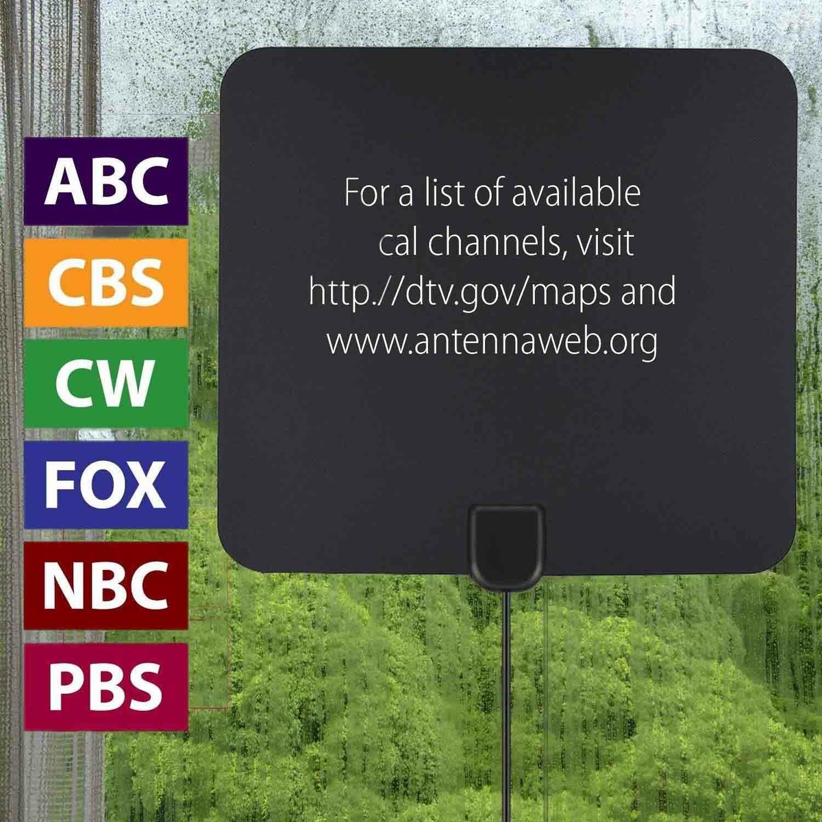 Antenna TV Digitale Interna/Esterna 300 Miglia – 4K 1080p VHF/UHF Con Cavo 13FT – Amplificata