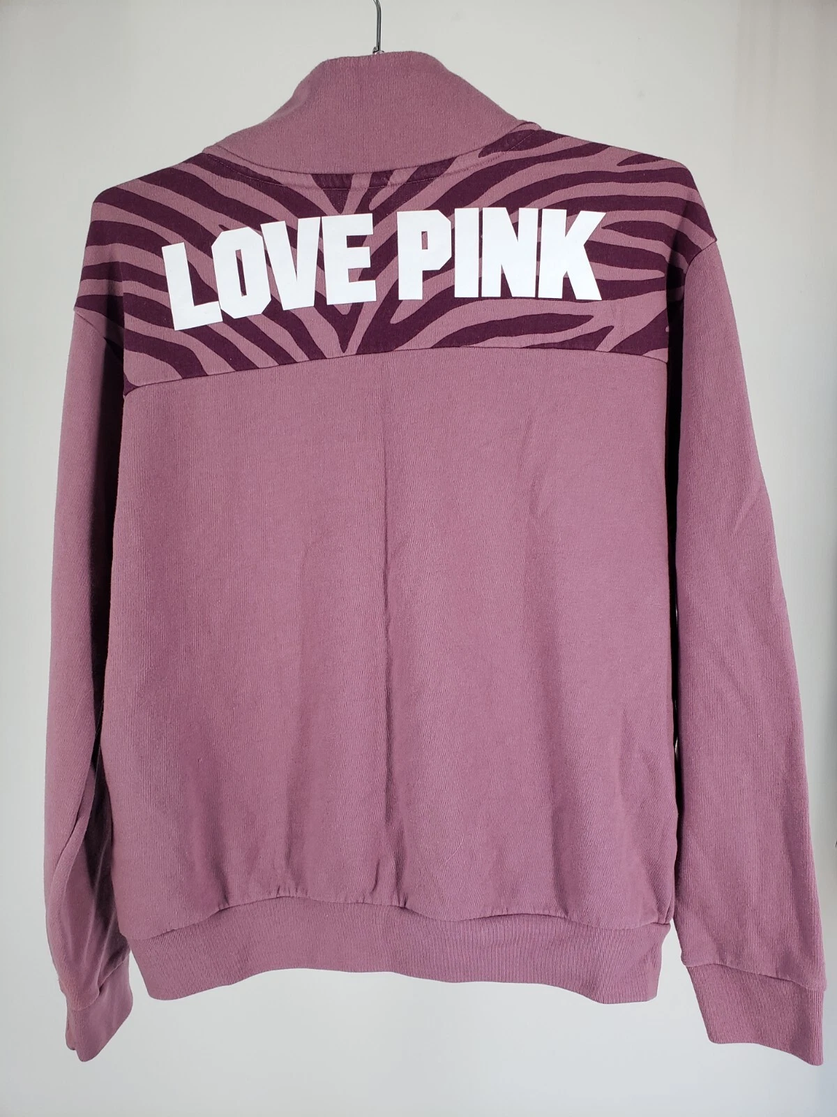 UNDERCOVER Felpa con cappuccio ROSA Victoria Secrets 1 2 zip zebrata manica lunga coulisse pile L Large