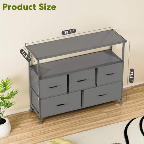 Dresser TV Stand Entertainment Center with 5 Drawers Media Console Table for TV - Picture 3 of 8