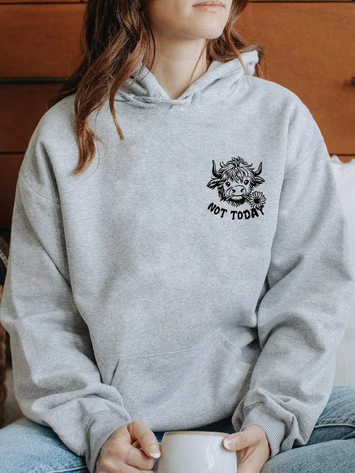 Women'S Casual Polyester Hoodie with Cartoon Cow Double-Sided Print, Hooded - Image 4 of 4