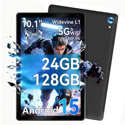10.1 inch Android 15 Tablet 24(4+20)GB+128GB LCD Touchscreen Octa-core Wi-Fi BT