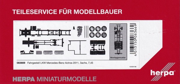 Herpa Teileservice 1:87 Lkw Fahrgestell Mercedes-Benz Actros 2011 H0 083669-image