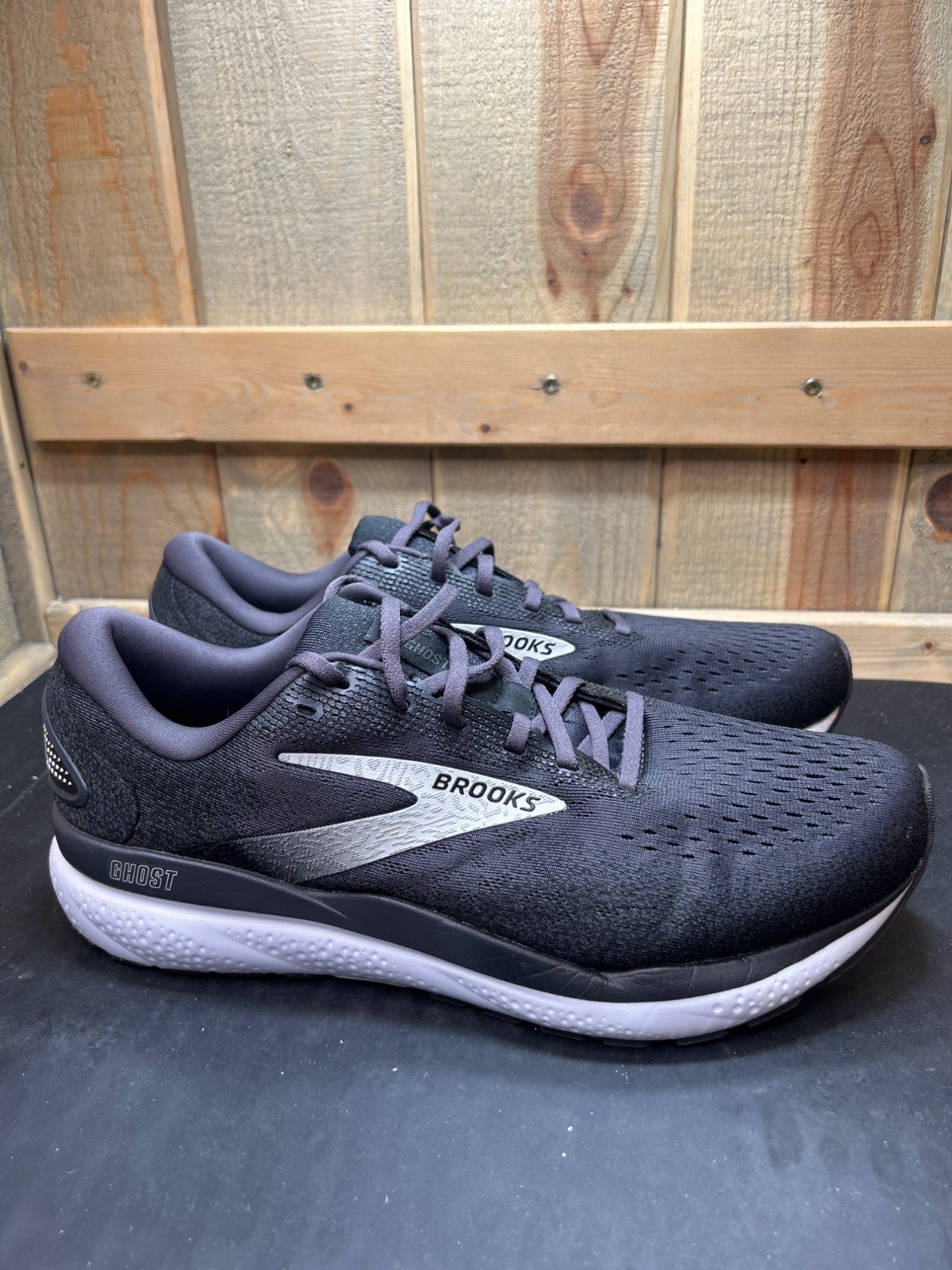 SAOLA Scarpe da corsa uomo Brooks Ghost 14 taglia 11 5 nere e grigie suola ammortizzata