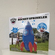 BigMouth Inc. 7 Ft. Tall Rocket Sprinkler Water Toy Blue Red Silver Ages 3 
