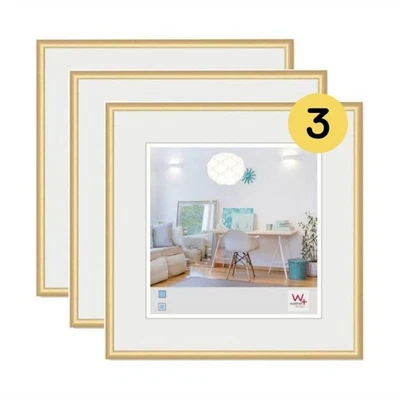 Bilderrahmen New Lifestyle Kunststoffrahmen 20x20 cm Gold, 3er Pack, KV220G3 - Bild 1 von 4