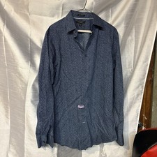 Banana Republic Mens Slim Fit Non Iron Button Front Shirt Medium Navy Blue