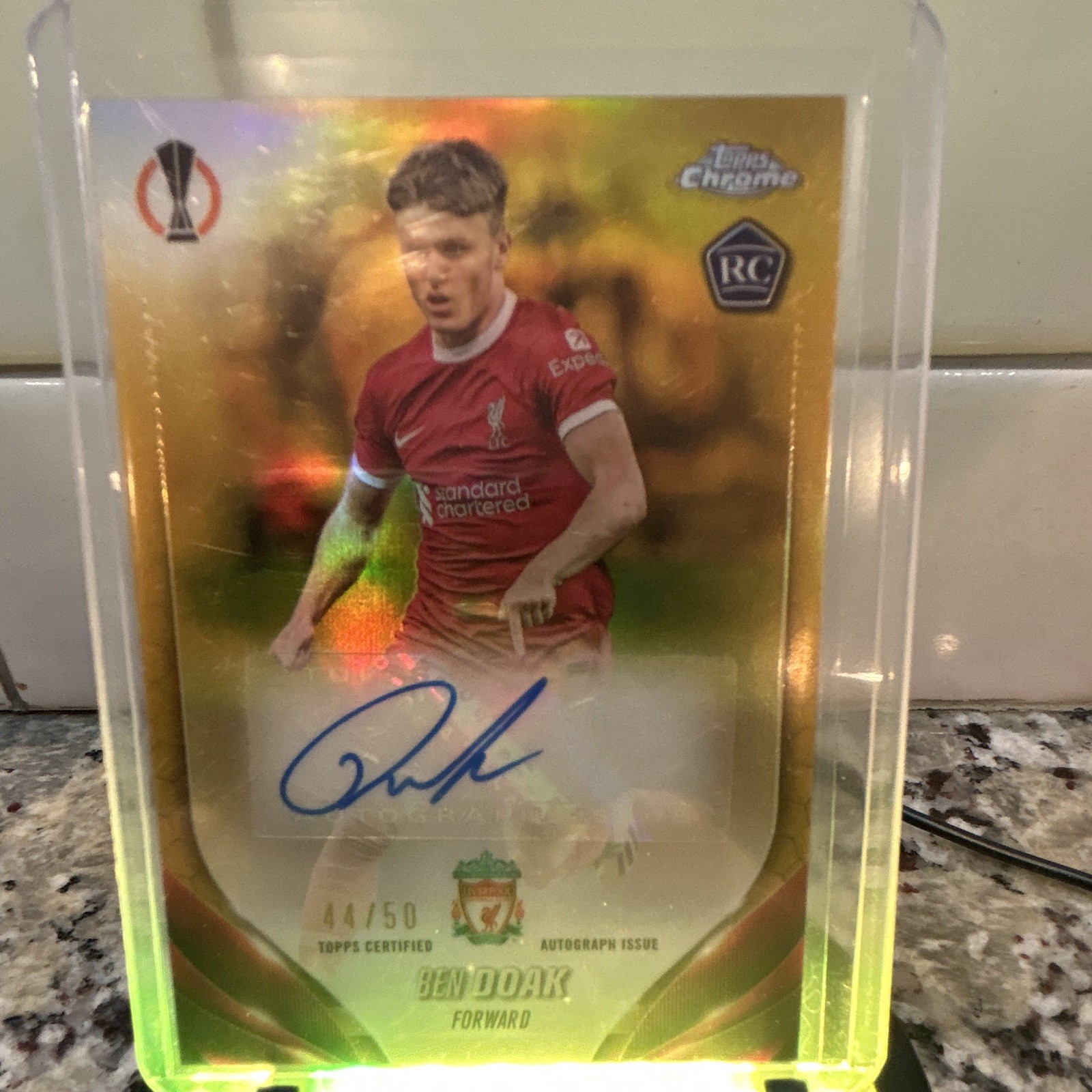Topps Chrome UEFA Club Competitions 2023/24 Ben Doak RC Auto /50 CA-BD Liverpool