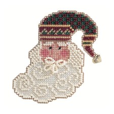 Charming Santa Beaded Cross Stitch Ornament Kit Mill Hill 2002 Santa Faces