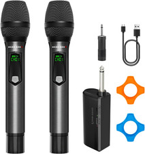 Wireless Microphones for Karaoke Singing with 2.4GHz Auto Connection 2 Pcs Handh