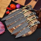 5PCS Handmade Damascus Chef Knife Set Kitchen Knives with Leather Roll — photo 1