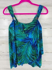 MIRACLESUIT Tankini Top SIZE 12 Blue Multi Tropical Dazzle Slimming UNDERWIRED..