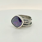 Silpada 925 Gladiator Glam 11mm Cushion Cut Purple CZ  Ring Size 6 - 9.4 Grams — photo 3