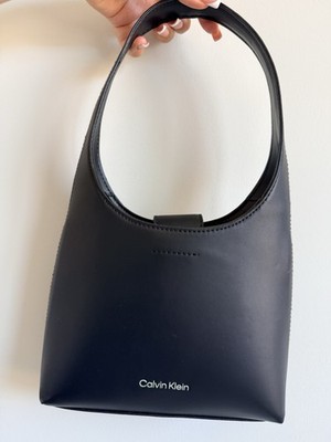 Calvin Klein Black Shoulder Bag Women s Faux Leather Hobo Handbag