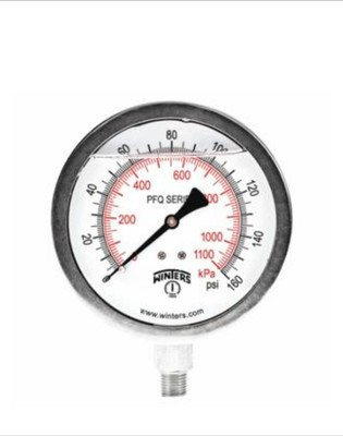 #ad #ad WINTERS PFQ772 DRY Pressure Gauge 4quot; Dial Size Silver 491F42 $19.00