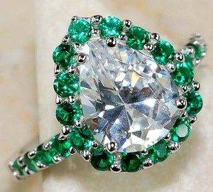 4CT Heat Treated Green Tourmaline 925 Solid Sterling Silver Ring Sz 6 &6-2